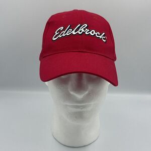 Edelbrock  Embroidered Strapback Red‎ Ball Hat Cap Hot Rod Power Tour HTF